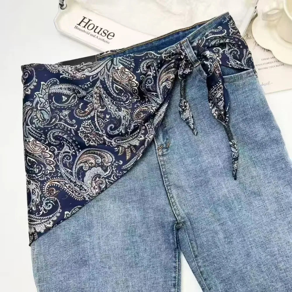 Ceinture foulard en soie cajou Floral